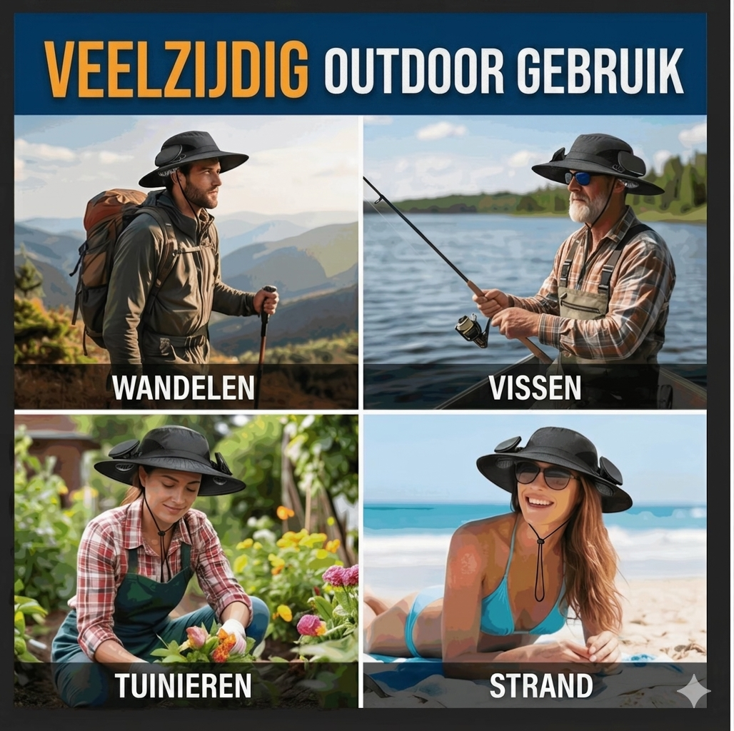 VENT® - Ventilator Hoed/Pet op Zonne-energie